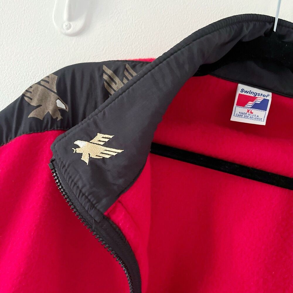 Vtg Nascar Winston Cup Men's Red Fleece Swingster Jacket XL USA Eagle Stripe - Picture 16 of 16